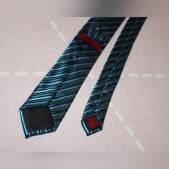 Men’s Alfani Blue Striped Tie Dress Shirt - Picture 4 of 5